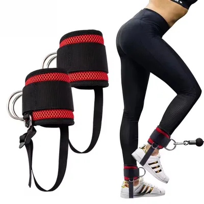 Weight Lifting Thick Gym Ankle Cable Straps With Adjustable Foot Strap