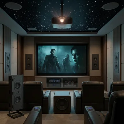 Luxury Private Home Cinema System for Villa Projects Custom 7.2 Theater Configuration with Professional Speakers Subwoofers