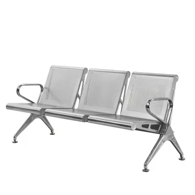 Ekintop Modern Chrome Steel Waiting Chair 3 Seater Waiting Room Chairs Station Reception Waiting Area Chairs