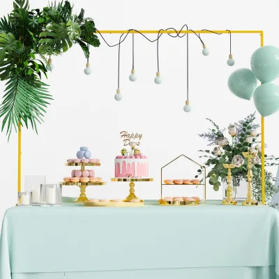 Over the Table Rod Stand with Clamps Adjustable 1*1.5M Black Table Arch Hanging for Wedding Birthday Party Christmas Decoration
