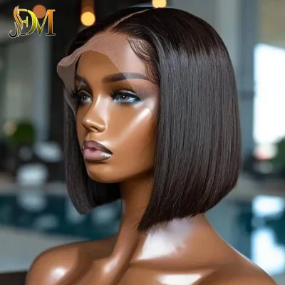 Natural Color Human Hair100%Virgin Hair High Density 13X4 Lace Front Wig HD Bob Wig Clear Lace Front Short Bob Straight Hair Wig