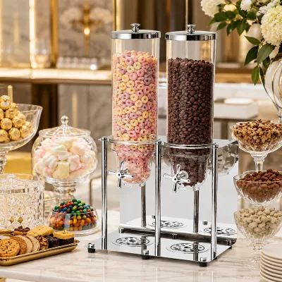 304 Stainless Steel Cereal Dispenser 3.5L 7L 10L Dry Food Grain Coffee Bean Dispenser for Hotel Restaurant Buffet