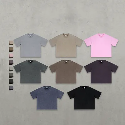 Summer American Retro Vintage Boxy Round Neck Loose Short Sleeved Anti-Wrinkle Formal Casual T-shirt Plus Size for Men