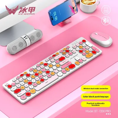 Stock 7200 Pro Dual-mode 24G Wireless Ergonomic Plug-and-play 3-Key Programmable Gaming Keyboard Mouse Set Colorful Punk-style