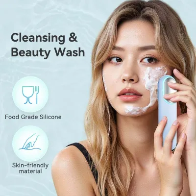 Electric Facial Cleansing Brush with Ultrasonic Deep Cleansing Warm Massage & Hot Compress for Face-Hand Held Design