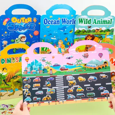 GF Portable DIY Scene Toddler Crafts Activities Stickers Book Preschool Learning Toddlers Fun Travel Cartoon Stickers for Kids