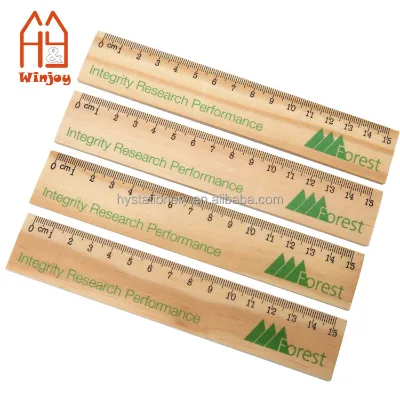 Eco-friendly Student Natural Wooden Ruler 6 Inch 15CM Metric Scales Measuring Wood Ruler Custom Logo For School Office And Home.