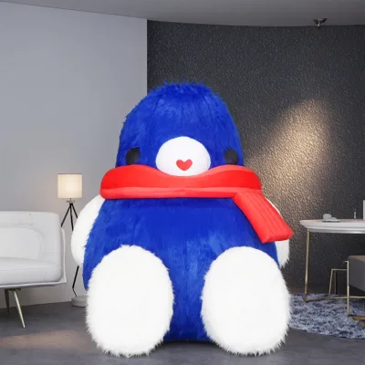 Outdoor Advertising Inflatables Custom Logo Penguin Cartoon Mascot Made of Fur Materials for Event & Venue Decor