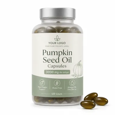 OEM Pumpkin Seed Oil Capsules 3000mg Per Softgel - 120 Count for Men's Health, Gluten Free, Omega-3 & Zinc Source