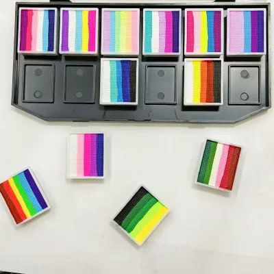 12 Grid rainbow Plate Fluorescent Water-soluble Face Painting Christmas Makeup Paint for Kids