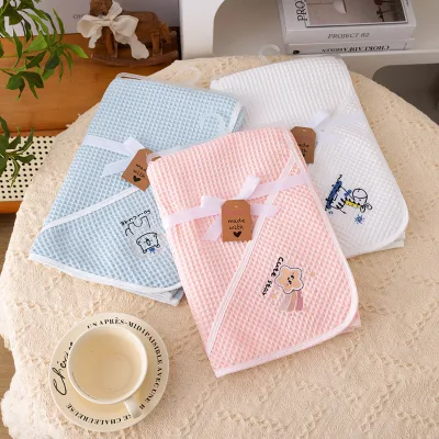 Infant Cotton Waffle Texture Cartoon Four Seasons Baby Supplies Newborn Swaddling Blanket