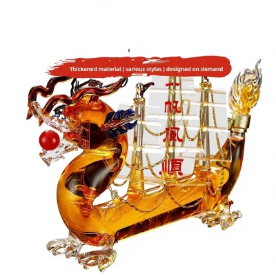 Dragon-shaped Transparent Borosilicate Glass Decanter Wine Aerator Decorative Craft Piece Liquor Bottle Zodiac-Themed Set Six