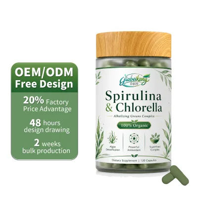 OEM Private Label Spirulina Chlorella Capsules Natural Algae Supplement Detox Antioxidant Immune Support Body Cleanse