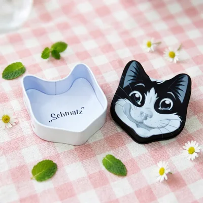 Recyclable Cat Shape Tin Boxes Wholesale Food Safe Custom Logo High-quality Cartoon-style Tin Box