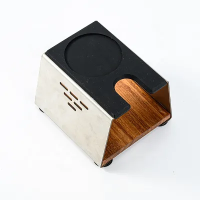Barista Tamping-Station Stainless and Wood Pressing Station for the Portafilter
