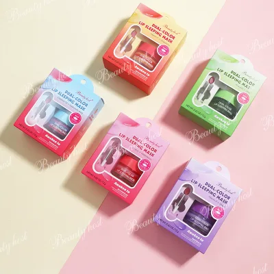 Private Label Cosmetics Lip Skin Care Dual Color Lip Sleeping Mask Moisturizing Hydration Plumping Repairing Fruit Lip Balm