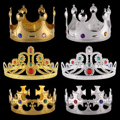 Hairpin Performance Prince King Crown Headdress Headband Emperor Princess Hair Accessories Plastic Fantasy Sci-Fi Birthday Cake