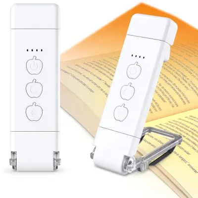 Book Light Rechargeable, Clip on LED Reading Light for Books Brightness Adjustable Eye Protection Portable Bookmark Read Lamp