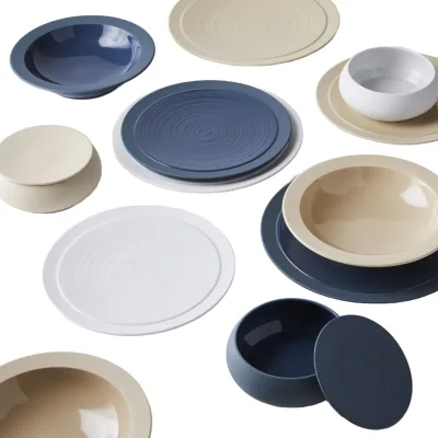 Sprial Embossed Manufacturer Wholesale Matte Wedding Snack Tapas Serving Dish Custom Ceramic Porcelain Plate