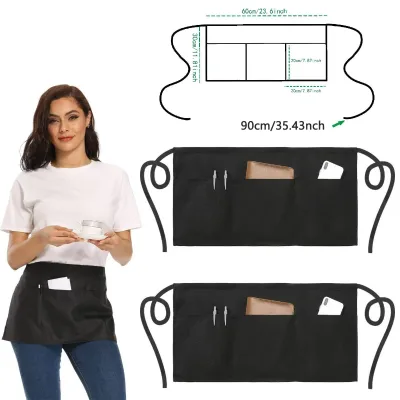 Polyester Fashionable Anti-fouling Cross-border Waist Apron for Waitress Chef Cafe Staff Workwear with Custom Logo