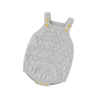 Cartoon Solid Color Easter Bunnies 100% Cotton Knitted Romper