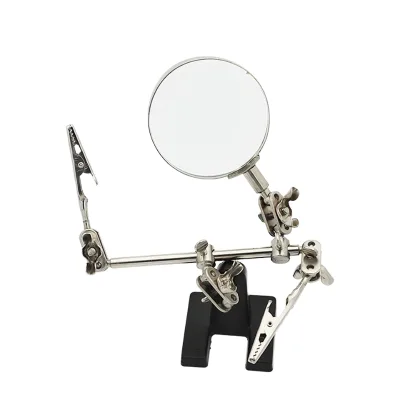 Adjustable Helping Hand Magnifier Stand 360 Degree Rotatable Lens Magnifying Glass Jewelry Clamp Holder for Precision Projects