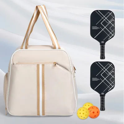 Custom Pickleball Bag Tote for Women Men Large Capacity Pickleball Bag Fits 2 Paddles 3 Balls Zippered Pockets Court Travel