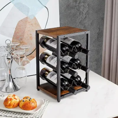 Metal Free Standing Wine Storage Holder Vintage Home Decorations Wine Rack for Cabinet