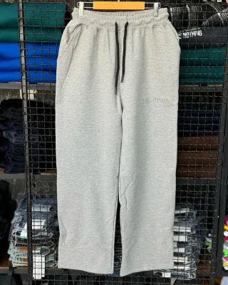 High-End Custom Men's Casual Pants 100% Pure Cotton Solid Color Sweatpants Wide-Leg with Mid-Waist Straight Pattern