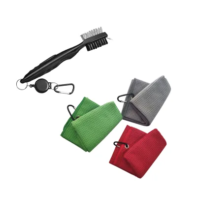 Big Promotion Portable Creative Combination Golf Cleaning Brush Golf Towel Two in One