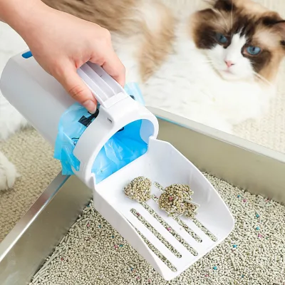 Extra Large 2 in 1 Cat Litter Scoop with Built-in Waste Bag Storage Space Durable Pet Cleaning Tool Pet Supplies