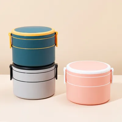 2024 Japanese Style Kids Bento Box Portable Lunch Box Factory Wholesale Plastic Leakproof Double Layer Lunchbox