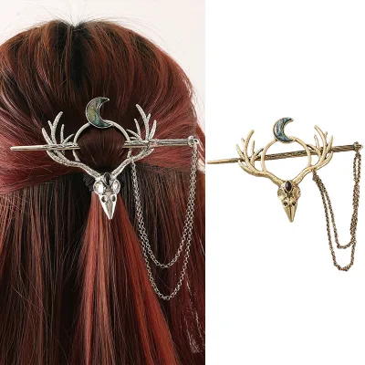 Simple Antlers Design Round Moon Hairpin Creative