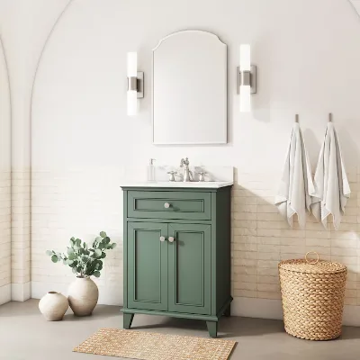 Green Rectangular and Oval Wood Bath Cabinet with Waterproof Feature for Wash Basin Accessory