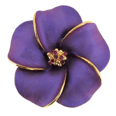 Greek Delta Sigma Purple Flower Enamel Brooches Sorority Apparel Violet Brooch Pins