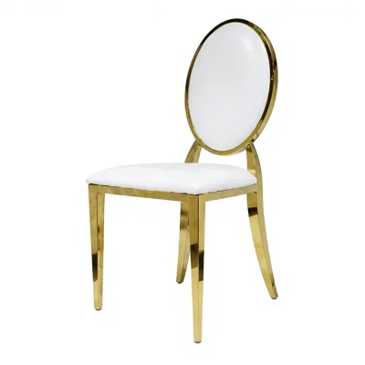 Luxury European Style Stainless Steel Dining Chair Backrest Upholstered Backrest for Hotel Wedding Banquet Use-China Factory