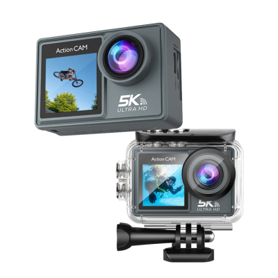 Portable Waterproof Dual Screen Ultra HD 5K 30 Head Mounted Action Sport Camera Photography