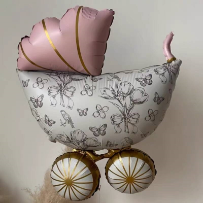 Matte Baby Carriage for Boys and Girls' Birthday Celebration Baby Shower Decoration Aluminum Foil Baby Shower Balloons