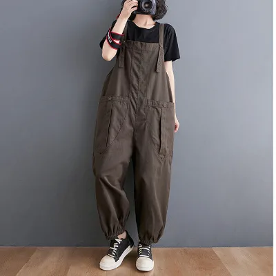 New Hot Sale Solid Color Suspender Pants Women Casual Trousers Clothing