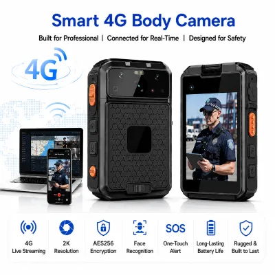AI Smart 4G LTE Body Worn Camera 2K Live Streaming Two Way Communication Android POC PTT Radio Bodycamera