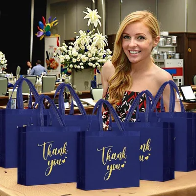 Bulk Customizable Thank You Non-Woven Bags - Lightweight, Waterproof, Ideal for Corporate Needs