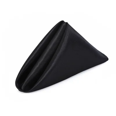Wholesale 17 Inch Hotel Polyester Pure Color Silk Satin Napkins