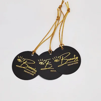 Gold Foil Round Shape Die Cutting Custom Logo Tag Price Wine Bottle Hang Tag