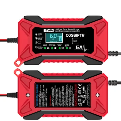 Lithium Battery Charger Universal 12V 6A Pulse Repair Lead Acid Batteries Maintainer Automatic For Car