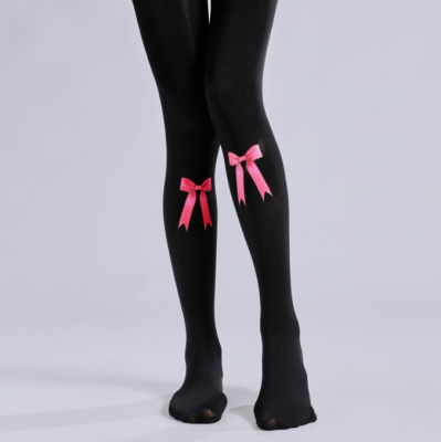 Bowknot Pink Opaque Comfort Silk Black Pantyhose Own Pattern Logo Printing Tights Customization Pantyhose