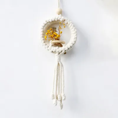 Wholesale Boho Macrame Wall Hanging Ornament Hand Knotted Macrame Flower Hanger Perfect for Wall Decor Vietnam Supplier