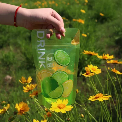 Sealed Drink Bag With Straw Customized Juice Cola Milk Stand up Pouch With Handheld Function