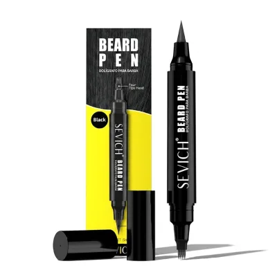 SEVICH Beard Root Touch up Dual-Ended Water-based Beard Pencil Brush Black Brown Long Lasting Beard Filler with Brush