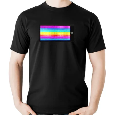 Fashion APP Control Programmable Led Display Led Glowing t Shirt Flashing Glowing T Shirt With Led Screen