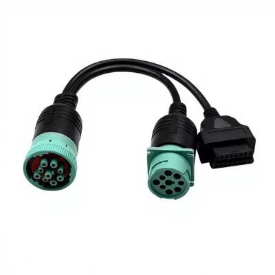 Truck J1962 to 9P Dech J1939 Adapter 9P to OBD One-to-Two Conversion Cable 30cm for 1/2